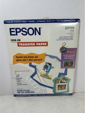VTG Epson Iron-On Transfer Paper 10 Sheets Letter 8.5x11 Sealed